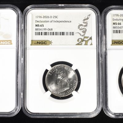 Sale Photo Thumbnail #156: 1776-2026-D 10C, 25C & 50C  NGC MS65, MS66