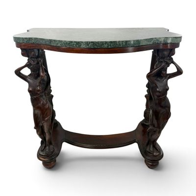 Continental Caryatid Marble-Top Console