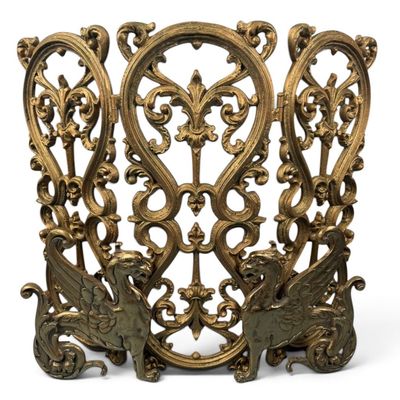 Sale Photo Thumbnail #175: Victorian Gilt-Metal Griffin Fire Screen