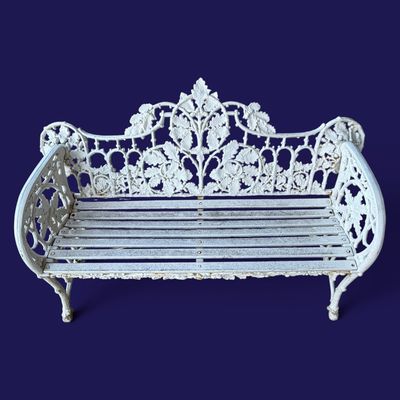 Sale Photo Thumbnail #169: White Painted Cast Iron Garden Bench