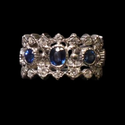 Platinum Sapphire and Diamond Ring