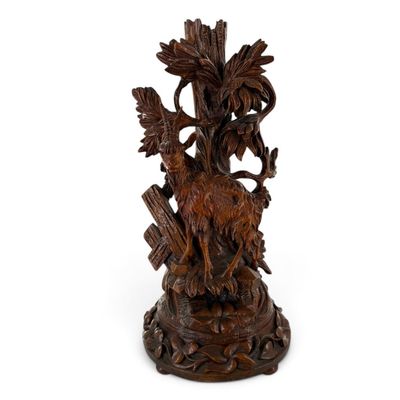 Swiss Black Forest Chamois Figural Candlestick