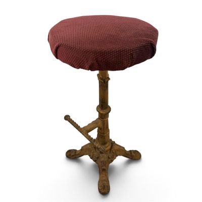 Antique Adjustable Cast-Iron Bar Stool