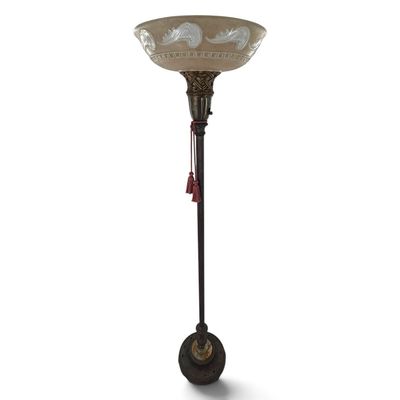 American Art Deco Onyx Torchiere Lamp