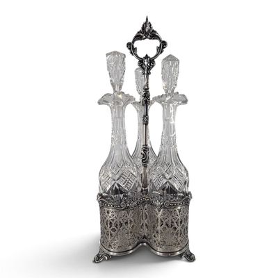 Victorian Triple Decanter Silverplate Set