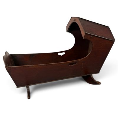 Sale Photo Thumbnail #178: 18th C. American Mahogany Hooded Cradle