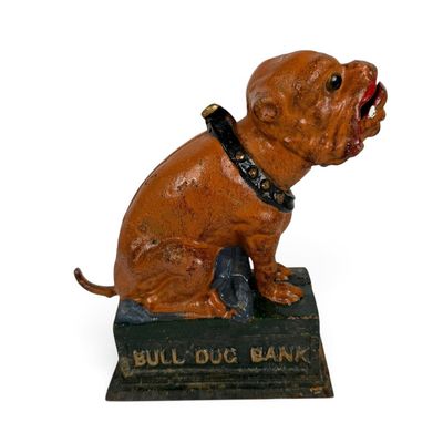 Sale Photo Thumbnail #202: Book of Knowledge Cast-Iron Bulldog Bank