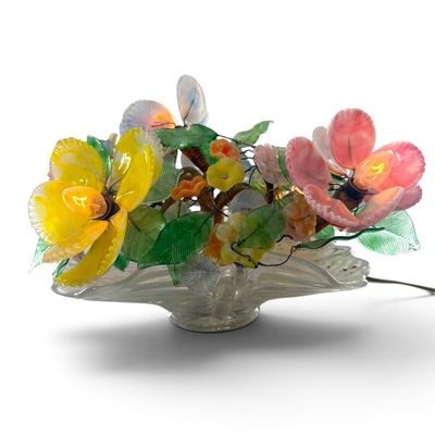 Murano-Style Art Glass Floral Lamp