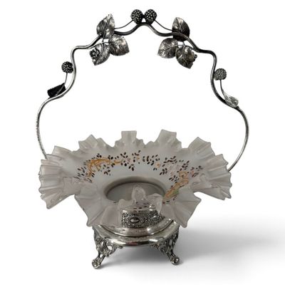 Sale Photo Thumbnail #142: Victorian Silverplate Glass Bride's Basket