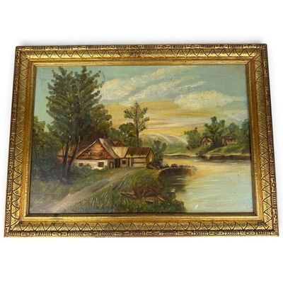 Sale Photo Thumbnail #194: P. Simon American Landscape Oil Painting