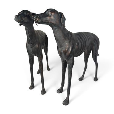 Sale Photo Thumbnail #168: Pair Large Patinated Metal Whippet Figures