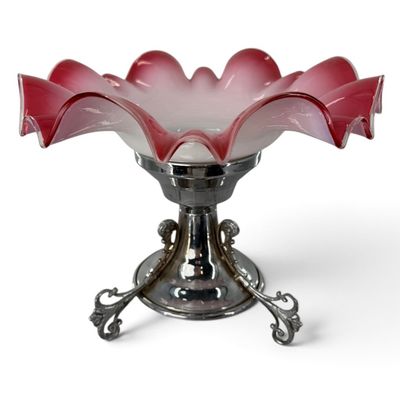 Sale Photo Thumbnail #163: Victorian Cranberry Glass Pedestal Basket