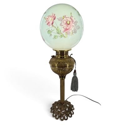 Sale Photo Thumbnail #141: Victorian Gilt-Metal Floral Parlor Lamp