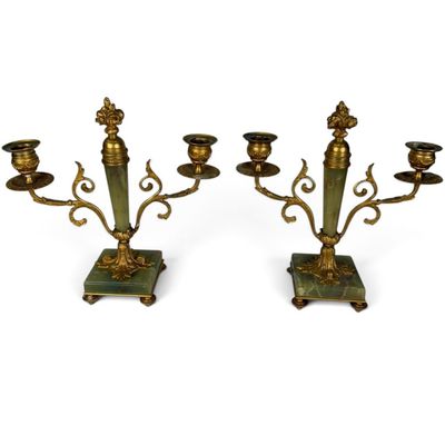 Sale Photo Thumbnail #173: Pair Louis XVI-Style Onyx Candelabra