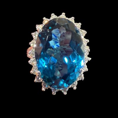 18K London Blue Topaz Diamond Ring