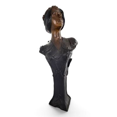 Art Nouveau Patinated Bronze Bust