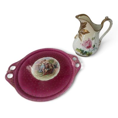Sale Photo Thumbnail #160: Victoria Austria Platter and Porcelain Ewer