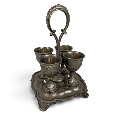 Sale Photo Thumbnail #200: Silverplate Four-Cup Egg Cruet