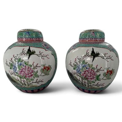 Sale Photo Thumbnail #144: Pair King's Macau Famille Rose Jars