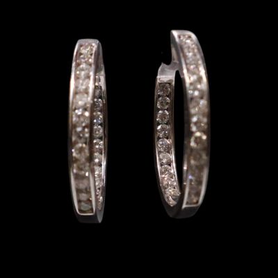 Sale Photo Thumbnail #155: White Gold Diamond Hoop Earrings