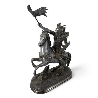 Spelter Medieval Knight on Horseback
