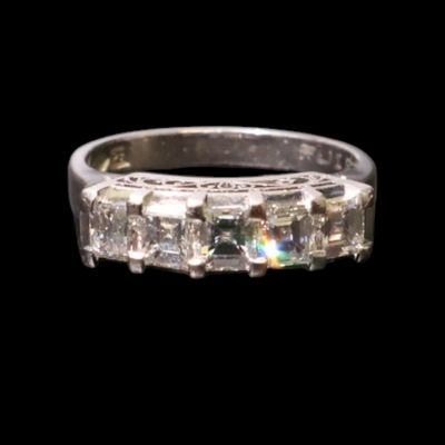 Platinum Asscher-Cut Diamond Band