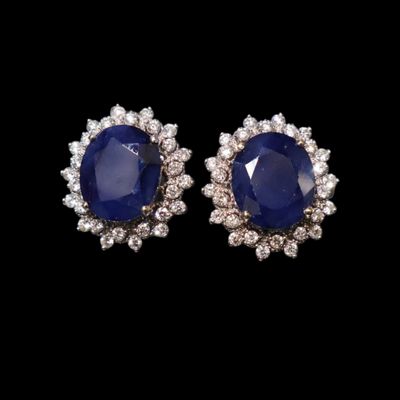 14K Sapphire and Diamond Earrings