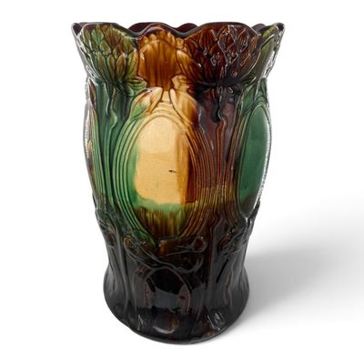 Sale Photo Thumbnail #146: Art Nouveau Majolica Floral Jardiniere