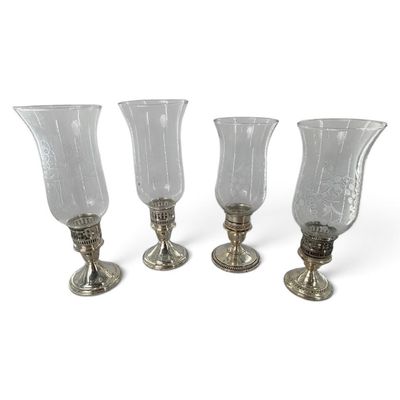Sale Photo Thumbnail #133: Four Weighted Sterling Hurricane Candlesticks