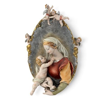 Capodimonte-Style Madonna Wall Plaque