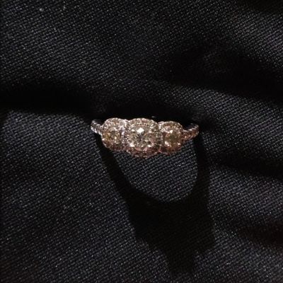 10K White Gold Three-Stone Diamond Ring