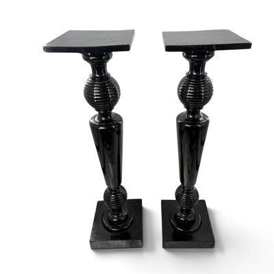 Pair Late Victorian Ebonized Wood Pedestals