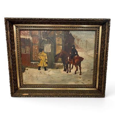 Sale Photo Thumbnail #114: Continental Winter Street Scene, Oil
