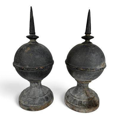 Sale Photo Thumbnail #186: Pair Cast Iron Ball-and-Spire Finials