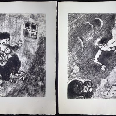 Chagall & Fontaine's Fables - 4 Etchings of Fables