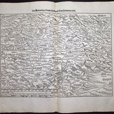 Munster, pub. 1574 - Map of Transylvania, Romania