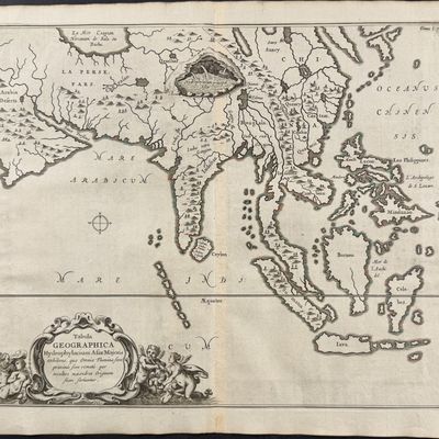 Kircher, pub. 1682 - Hydrological Map of South Asia, India, China