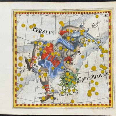 Thomas - Constellation or Celestial Chart of Perseus, Caput Medusa (Decapitation of Medusa)