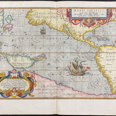 Ortelius, pub. 1587 - First Printed Map dedicated to the Pacific Ocean (Americas, New Guinea, Terra Australis)