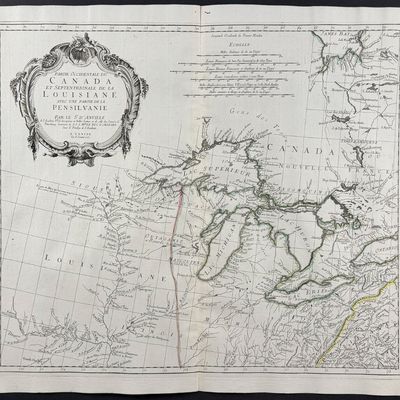 Santini after D'Anville - Map of Northeast America with the Great Lakes & Mississippi River [Partie Occidentale du Canada et...