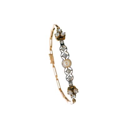 Sale Photo Thumbnail #338: 18K Yellow Gold & Platinum Bracelet with 0.85 CTW in Diamond, and Pearl
