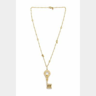 Sale Photo Thumbnail #348: Vesco 18K Yellow Gold Necklace & Key Pendant with 3.23 CTW in Diamonds