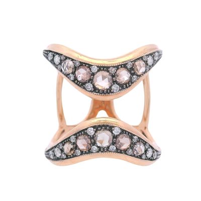 Sale Photo Thumbnail #216: Vintage 18 Kt Gold Ring with White & Champagne Diamonds