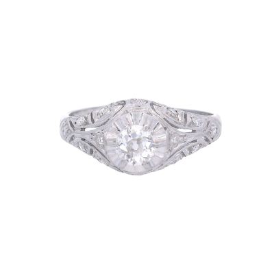 Sale Photo Thumbnail #402: Art Deco Filigree Platinum Engagement  Ring with Diamonds