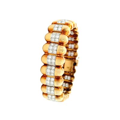 Sale Photo Thumbnail #206: Mid-Century 18K Yellow & White Gold Bracelet with 6.25 CTW in Diamonds