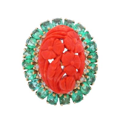 Sale Photo Thumbnail #376: 18K Yellow Gold Ring with 7.60 CTW in Emerald & Diamond