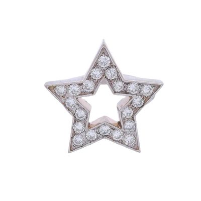 Sale Photo Thumbnail #221: Vintage 14kt White Gold Star Ring with Diamonds