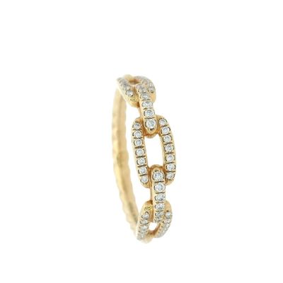 David Yurman Stax Chain Link Ring 18K Yellow Gold with Diamonds 4.5mm