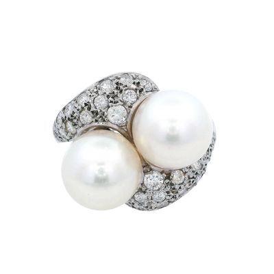 Sale Photo Thumbnail #194: Vintage Platinum Ring with Pearls & Diamonds