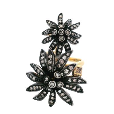 Sale Photo Thumbnail #238: H. STERN Vintage 18K Yellow Gold & Silver Flower Ring with 1.10 CTW in Diamonds